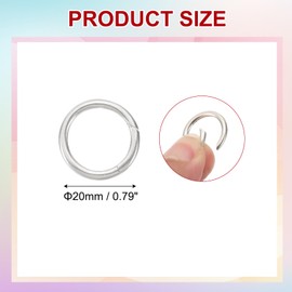 PATIKIL 20mm Spring Round Circle Clip Pendant Clasp, Spring Ring Buckle Necklace Clasps and Closures Charm Clasp Necklace Bracelet Extender Connector for Jewelry Making, Silver