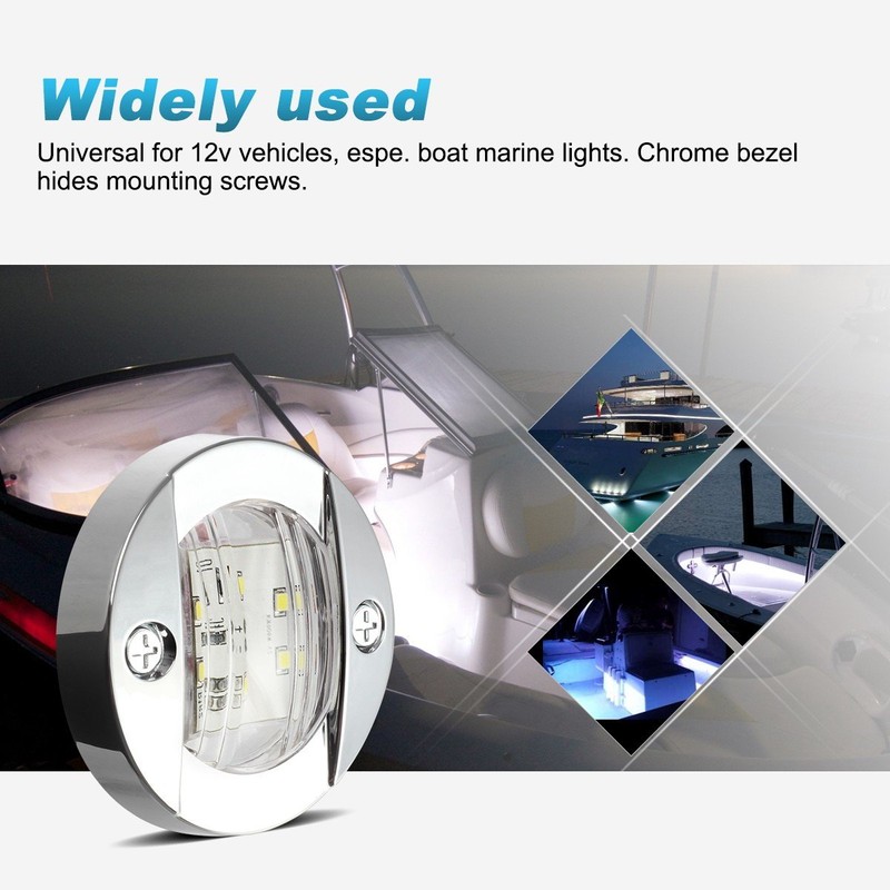 Partsam 4 Pcs 3 Inch Round White LED Marine Boat