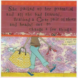 Curly Girl - Greeting Card - She packed up her potential and ...