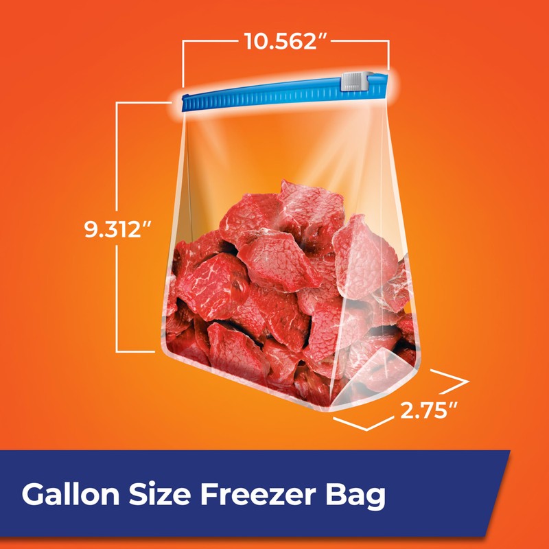Hefty Slider Freezer Kitchen Storage Bags, Gallon Size, 25 Count