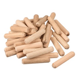 sourcing map Wooden Dowel Pins 36pcs 10x50mm(3/8"x2") Fluted Beveled Ends Wood Dowel Pegs Kiln Dried Hardwood for Woodworking Furniture Shelf