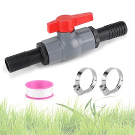 Ball Valve with Hose Connector, Pool Hose 2-Way Valve, PVC Ball Valve, Shut-off Valve with Internal Thread 40 mm and Hose Nozzles 32 mm, Pool Pool Valve for Home Gardens, Patios, Swimming Pools