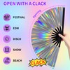 EOSAU Large Holographic Rave Fan Folding Hand Fans for Line