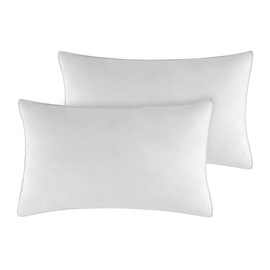SleepMan Throw Pillow Inserts 12" x 20" (Pack of 2, White) Down Feather Pillow Stuffer Premium Decorative Pillows for Sofa Couch Bed