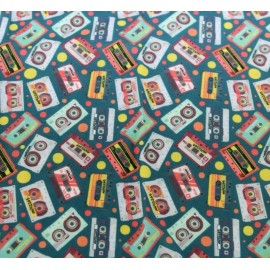 Fashion Multifunction Tube Headwear Breathable Face Mask Cassette Tape Design 2 Pack