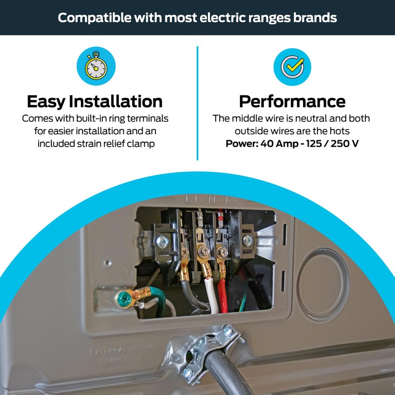 Eastman 5 Feet Electric Range Cord, 40 Amps 4-Prong Wire,
