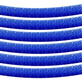 Blue Foil Fringe Garland 10FT 6packs, Metallic Foil Tinsel Fringe Banners for Parade Float Decorations Wedding, Birthday Party Graduation (six Blue)