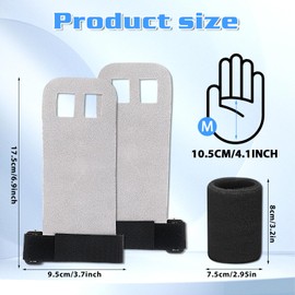 2 Pairs Gymnastics Grip Pads Children with 2 Pairs of Bracelets, Cross Training, Gymnastics, Pull Up Grips for Children, Hand Grips Leather Training Gloves and Wrist Bandages Fitness Set for Girls