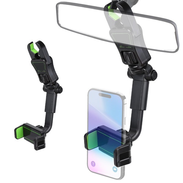 wuyaoyao Rear View Mirror Phone Holder for Car, 360° Rotatable