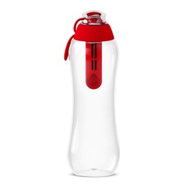 Dafi Filtering Water Bottle, BPA-Free plastic reusable water bottle, replaceable carbon filter, 17 oz, Made In Europe, Red