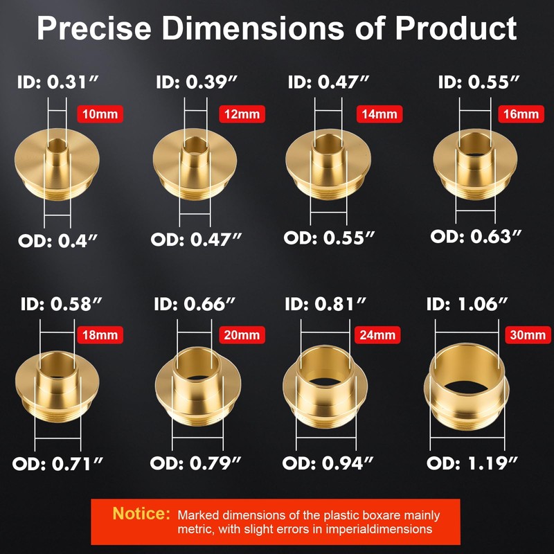11Pcs Brass Router Bushing Guide Set, Router Template Guide with