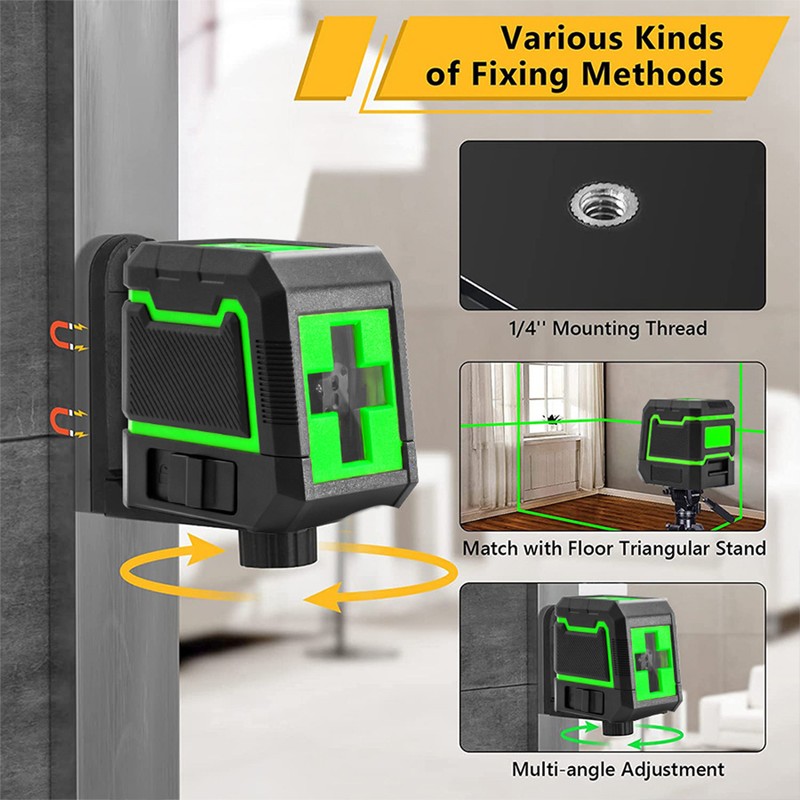 Self-Leveling Laser Level, 2 Lines Laser Level Green Cross Laser