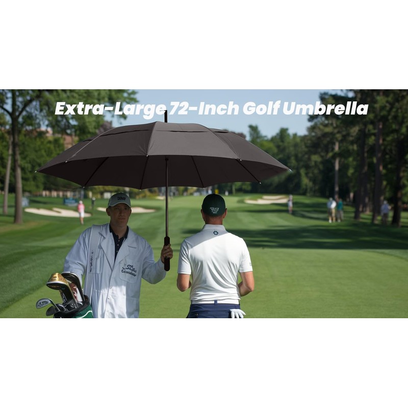MRTLLOA Extra Large Black Golf Umbrella, 54/62/68/72 Inch Automatic Open,