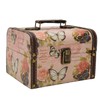 Treasure Chest Box Pink Butterfly Pattern Exquisite Retro Wooden PU