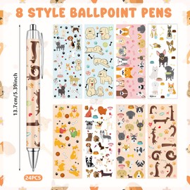 24 Set Cute Gifts for Women Dog Ballpoint Pens Gifts School Office Supplies Black Ink Ballpoint Pen with Sticky Notes Stationery Set Animal Lover Gift Graduation Birthday Gift for Teacher Student