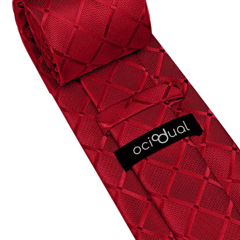 OcioDual Mens Tie Set Tie & Pocket Square Plaid Handmade
