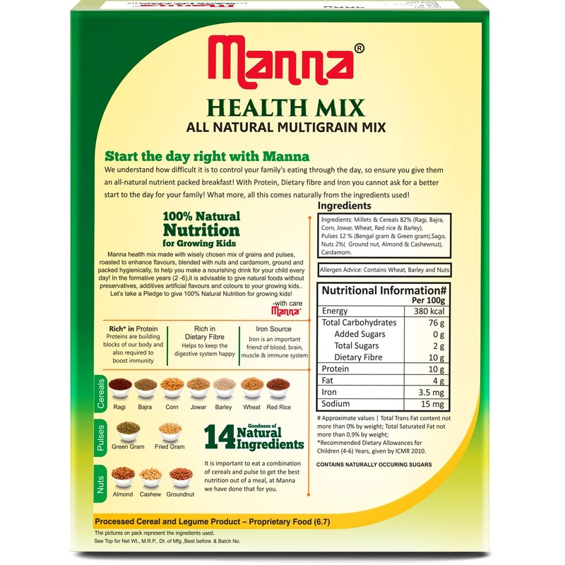 Manna Multigrains Health & Nutrition Drink - 500g (No Added