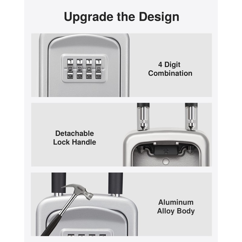 Puroma Key Lock Box, 4-Digit Combination Key Storage Lockbox, Portable