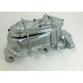 SPP GM Brake Master Cylinder 1-1/8" Bore 4 ports Corvette Style Dual Bail Cap Chrome
