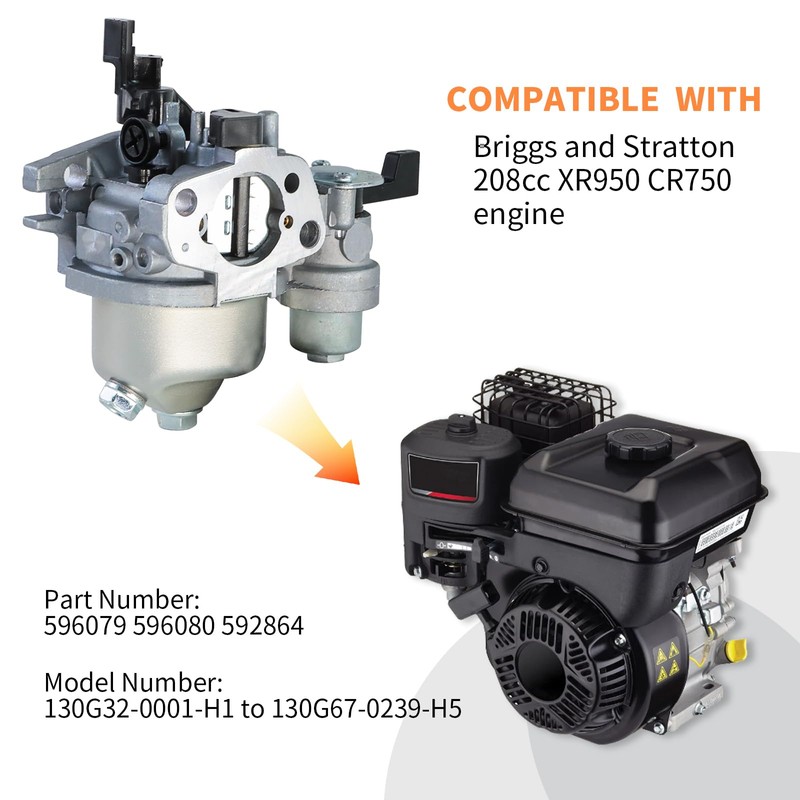 KIKITE CR950 Carburetor Assembly Compatible with Briggs and Stratton 596079