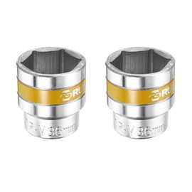 sourcing map 2pcs 1/2" Drive 6 Points Socket 36mm Metric Shallow Impact Socket CR-V Steel Flip Socket Spindle Axle Nut Impact Socket for Home Auto Hex Nuts Bolts Repair, Silver Yellow