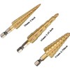 Bestgle 3 Pcs Step Drill Bits 1/4" Hex Shank SAE