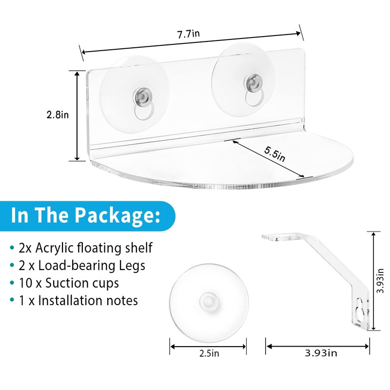 Skewo 2-Pack Acrylic Window Plant Shelves with Suction Cups &