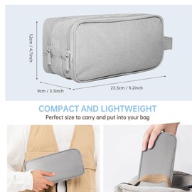 Travel Accessories Bag for Electronics - Double-Layer Travel Cable Organizer Bag, Portable Storage Bag Large Capacity for PC Charger, Cables, Adapters, Cards, Light Grey