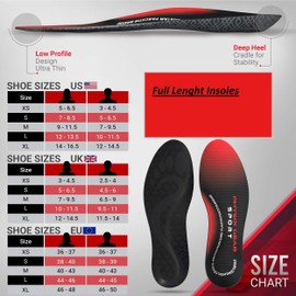 Physix Gear Insoles for Men & Women, Durable Shoe Inserts for Everyday Comfort and Stability, Red/Black, S