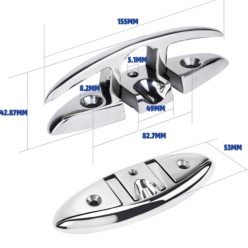Pacify 2 Pack Folding Boat Cleats 316 Stainless Steel 4.5/5/6