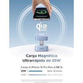 UGREEN MagFlow 25W Qi2.2 Cargador Inalámbrico 2 en 1 Plegable Magnética