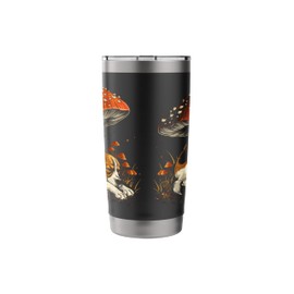Cute Beagle Dog Cottagecore Aesthetic Under The Mushroom Stainless Steel Insulated Tumbler