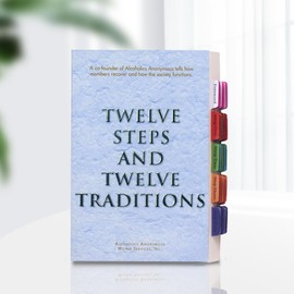 LParkin Premium Index Tabs for AA 12 Steps and 12 Traditions Book - 36 Color-Coded PVC Laminated Tabs with Alignment Guide (Includes 26 Coding Guidelines Tabs + 10 Blank Tabs) - Book Not Included