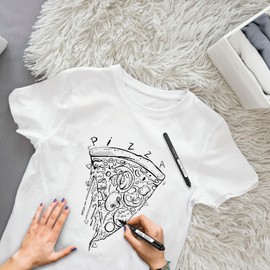 Pinturale Arts 2 Textile Pens Black | Textile Pens Machine Washable Black for Fabric, Textiles, Clothes, Shoes | Textile Marker