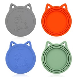 4 Pack Pet Food Can Cover Silicone Food Can Lids,Universal BPA Free, One Fit Most Standard Size Food Cans
