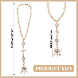 DELORIGIN Evil Eye Car Hanging Ornament Cross Evil Eye Rear View Mirror Cars Charm Beaded Decor Good Luck Suncatcher Car Accessories Pendent for Window Home Door Frame Balcony Keychain