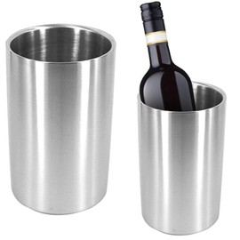 Wine Chiller Bucket, Champagne Bucket Double Wall Insulated Stainless Steel Wine Chiller Iceless Wine Cooler Ice Bucket