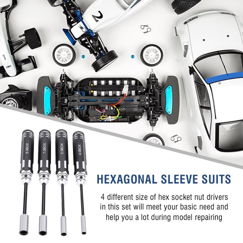 4 Pcs Model Hex Socket Driver Set, Hex Socket Nut