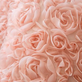 MIULEE Pack of 2 3D Decorative Romantic Stereo Chiffon Rose Flower Pillow Cover Solid Square Pillowcase for Sofa Bedroom Car 18x18 Inch 45x45 cm Peach Pink