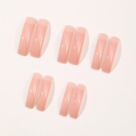 Extra Long Press on Nails Curve Shaped Fake Nails Nude Pink Acrylic Nails Press on Solid Color False Nails Glossy Stick on Nails Natural Full Cover Glue on Nails Holiday for Women Girls 24Pcs