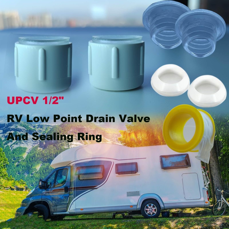 2PCS Upgrade RV Low Point Drain Cap and Seals Compatible