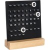 Desktop Calendar Set, Wooden Base, White and Black, Perpetual Monthly