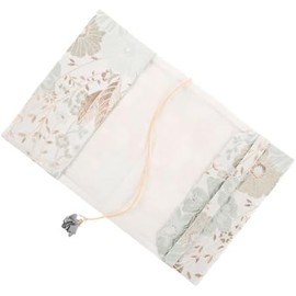 Lurrose Funda Protectora Reutilizable para Libros y Cuadernos A5 de Tejido Verde Diseño Floral, Fácil de Mantener y Protección Completa para Uso Diario