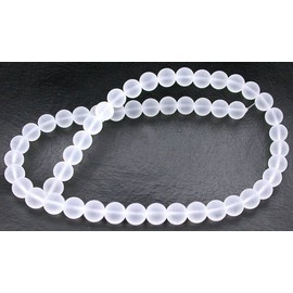 8mm Round Frosted Quartz Crystal Bead Gem Stone Gemstone 15 Inch Strand QCB17