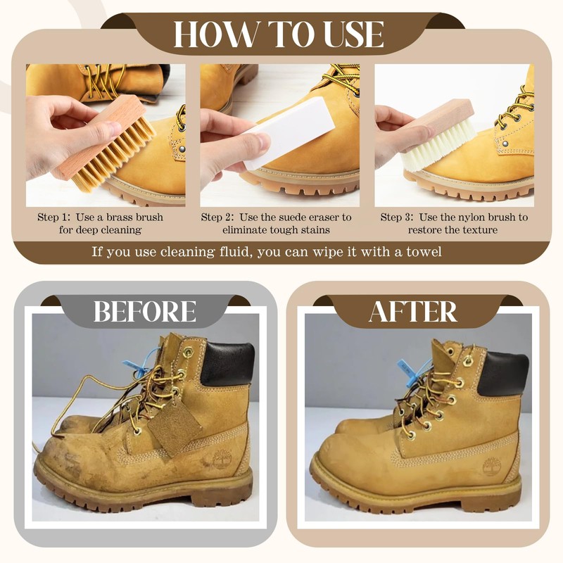 Enhon 5 Piece Suede and Nubuck Cleaning Kit with Brass