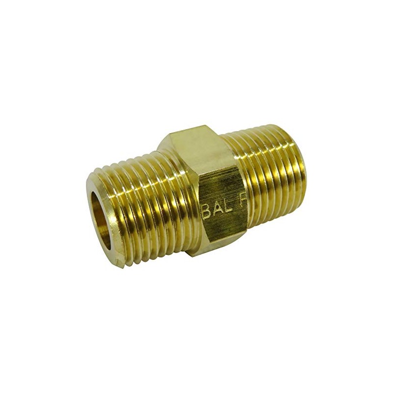 Flowbar Brass Threaded Fitting Hex Nipple G6N-02-BS 1/4