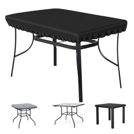 PATIO PLUS Rectangular Garden Table Top Cover, Waterpoof, Windproof, Heavy Duty 420D Oxford Fabric, Patio Table and Folding Table Cover, Suitable for Tables 180*100*15cm Black