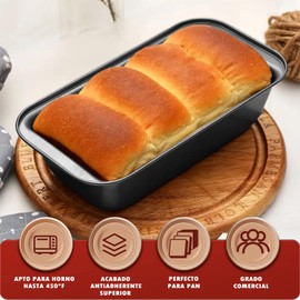 MYAIOL Molde para Pan Antiadherente 2 piezas, Moldes para Hornear de Acero al Carbono Premium, Ideal Moldes para Postres, Pasteles, Panque, 25.5 * 13 * 5.8 cm (NEGRO)