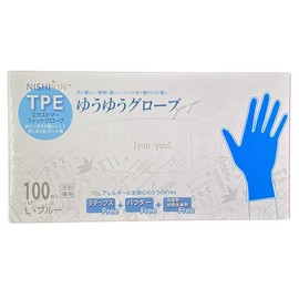 Nishikin Disposable Gloves, Large Capacity, 100 Pieces, Small, TPE Gloves, Left and Right Use, Safe for Allergies, Compliant with Food Sanitation Act, Food, Additives, etc. (Blue, S)