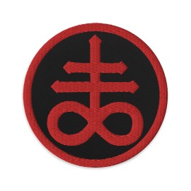 Edge of Life Designs Red The Leviathan Cross of Satan Occult Symbol Embroidered Patch Applique